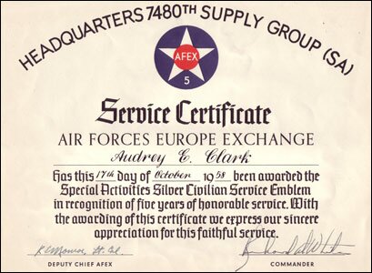 Certificate from AFEX for five years of service